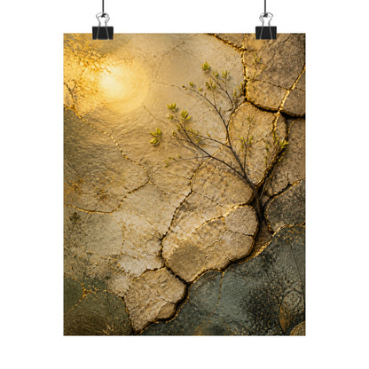 Cracked Earth Texture Wall Art Print | Earthy Japandi Art