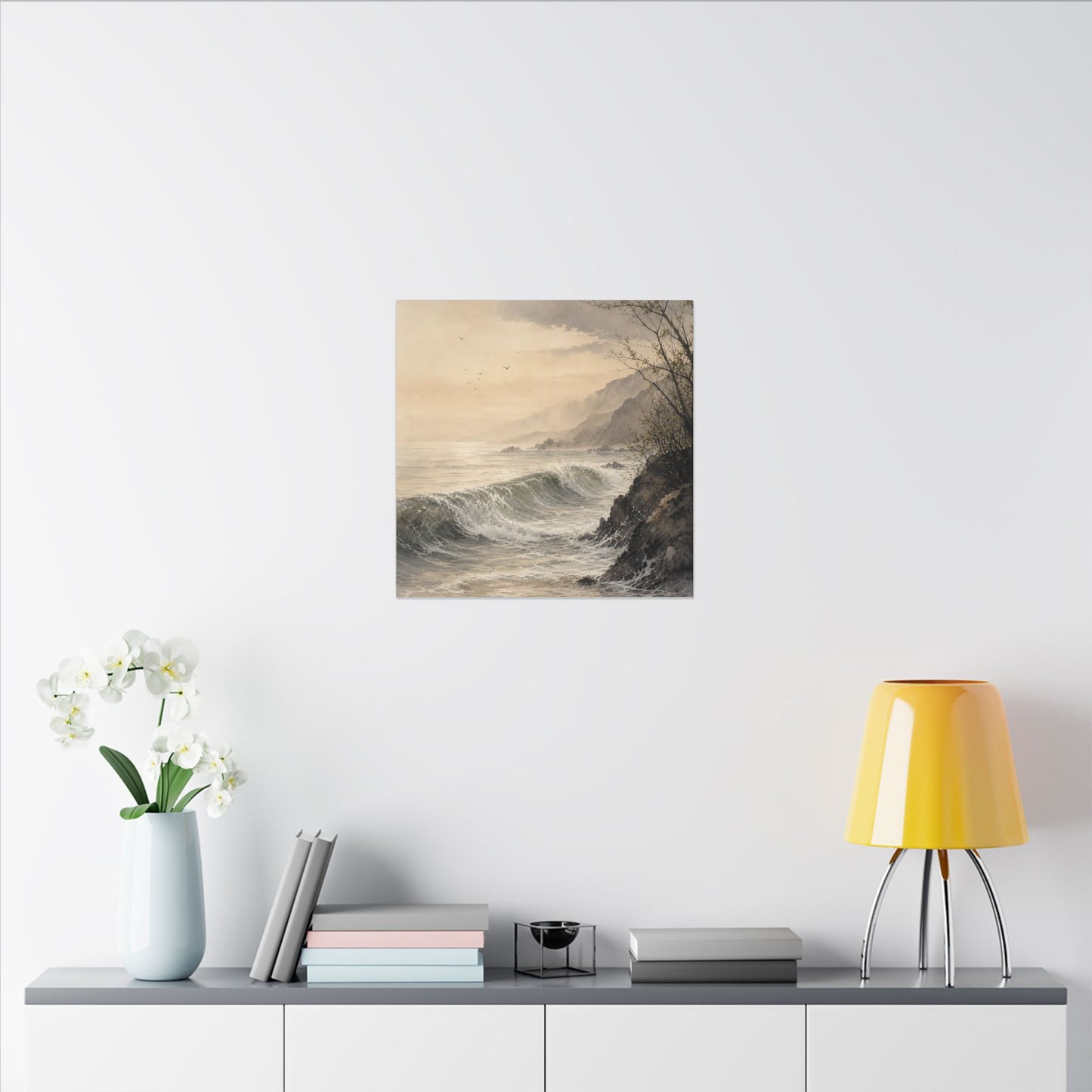 Ocean Wave Spring Canvas Art | Japandi Elegant Design