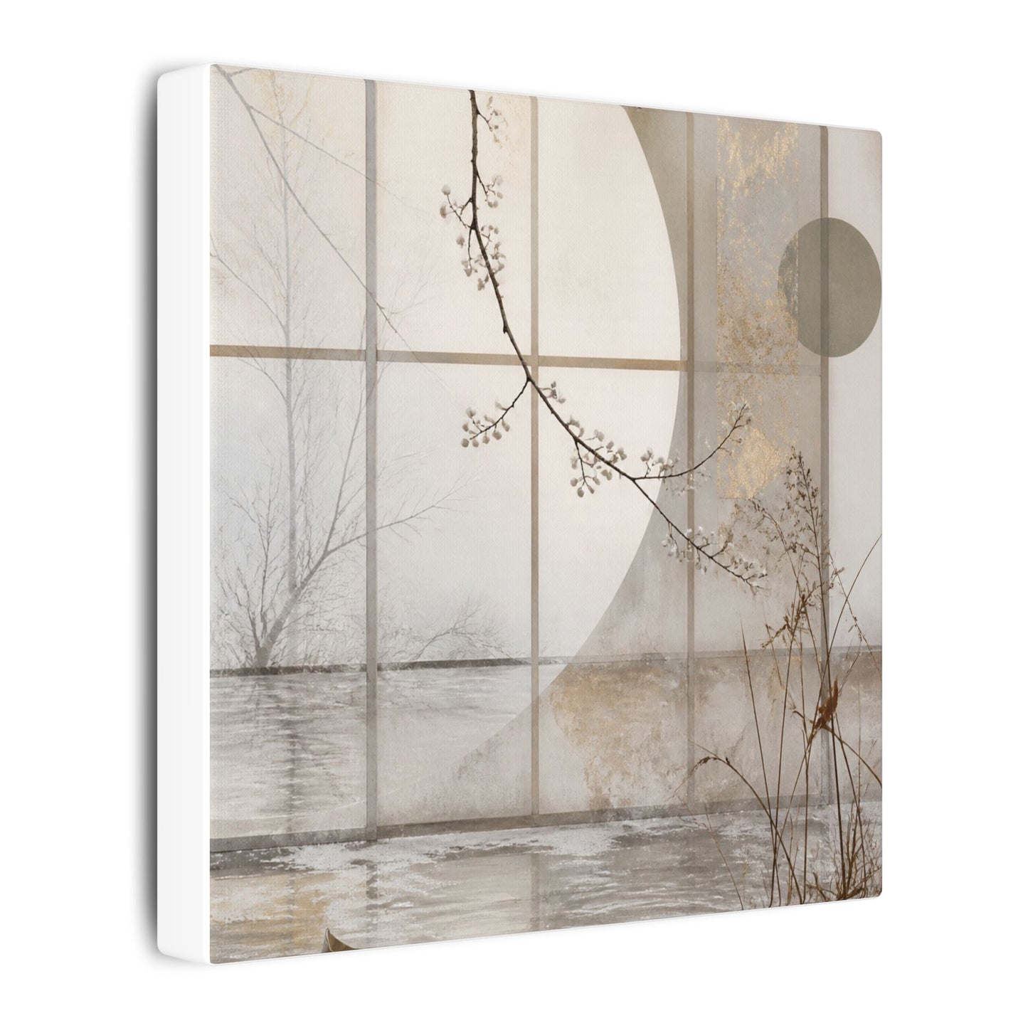 Winter Shoji Screen Japanese Pattern Canvas Art | Elegant Decor