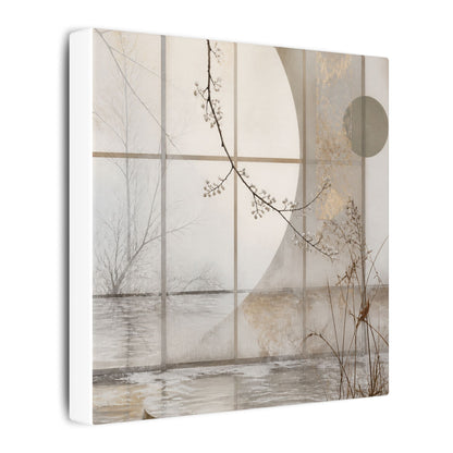 Winter Shoji Screen Japanese Pattern Canvas Art | Elegant Decor