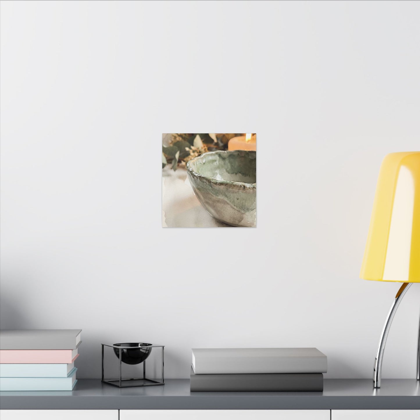 Ceramic Bowl Canvas Art | Summer Japandi Watercolor Art