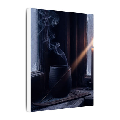 Incense Smoke Winter Canvas Art | Dark Japandi Sophisticated Design