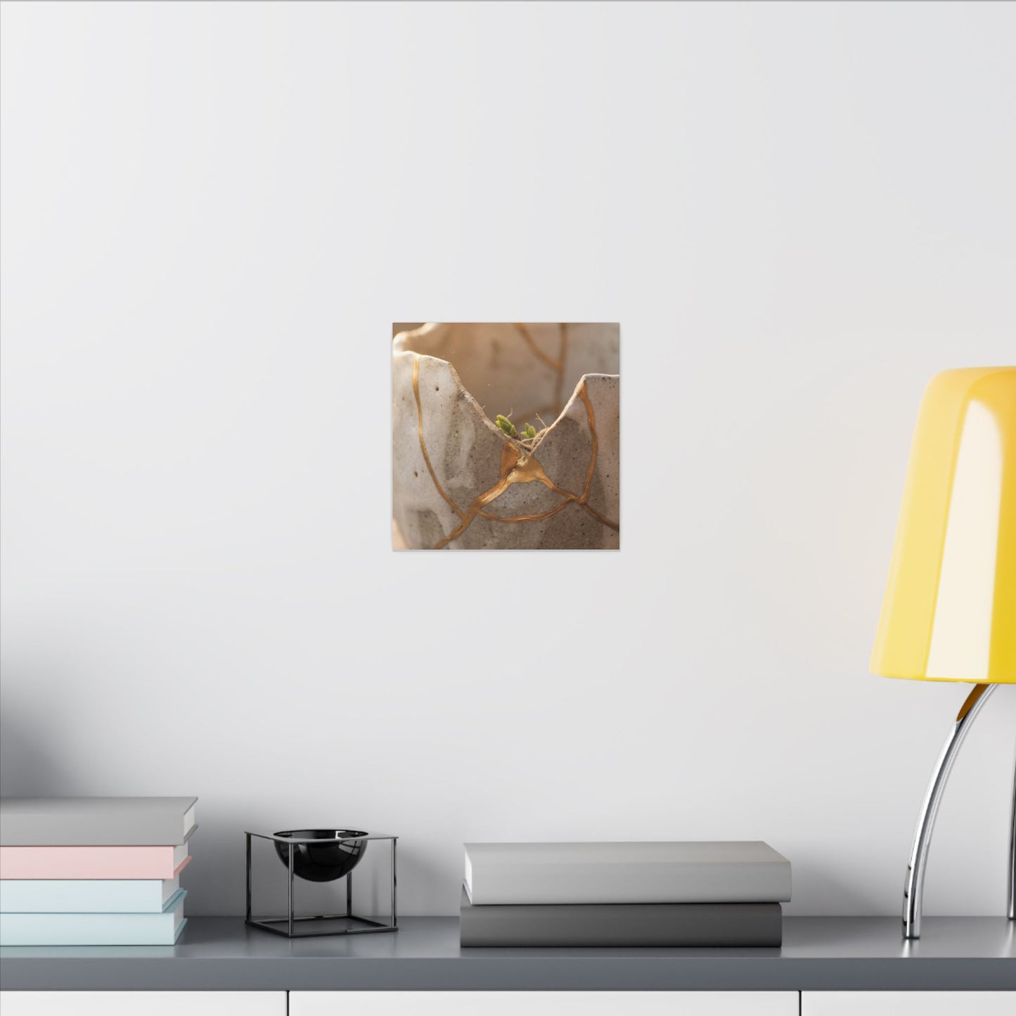 Golden Hour Broken Pottery Canvas Art - Japandi Kanso