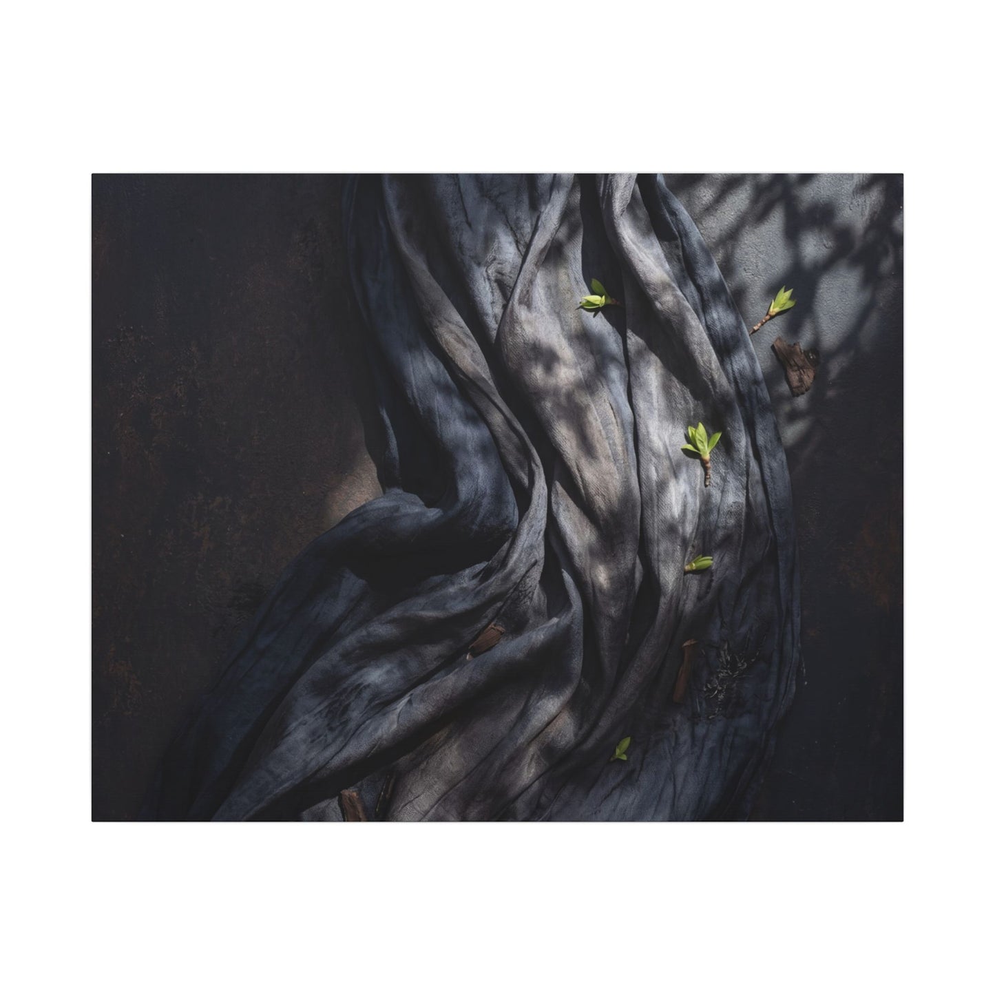 Seijaku Silk Drape Canvas Art - Dark Japandi Dark Texture
