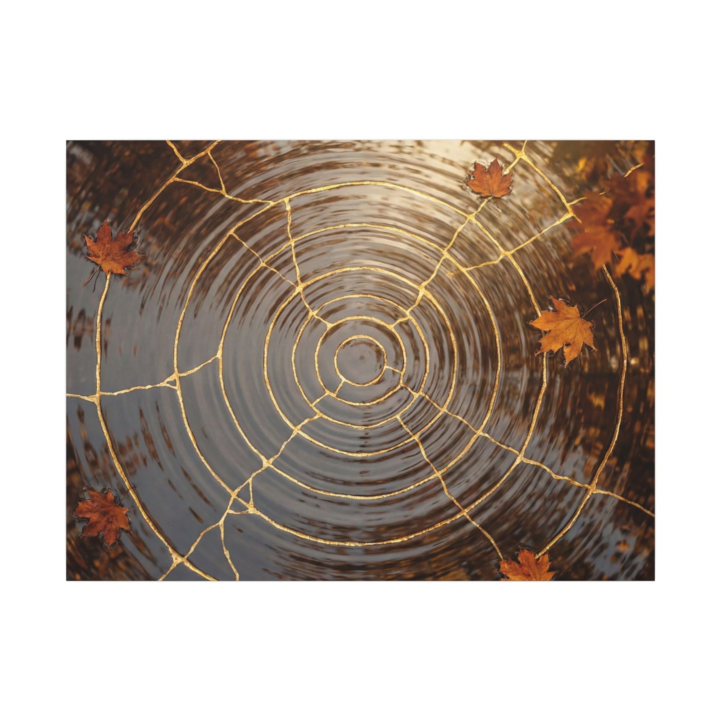 Artful Water Ripple Canvas Art - Gold Vein Kintsugi Art Print