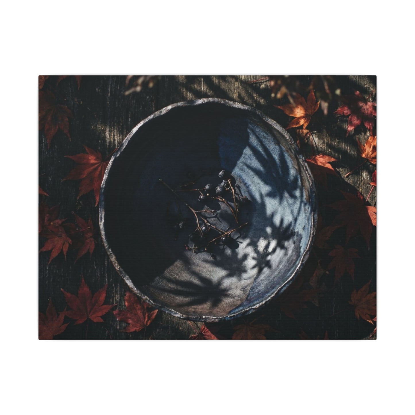 Autumn Ceramic Bowl Shadow Zen Canvas Art | Bold Decor