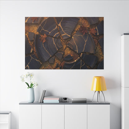 Autumn Cracked Earth Gold Repair Canvas Art | Philosophical Decor