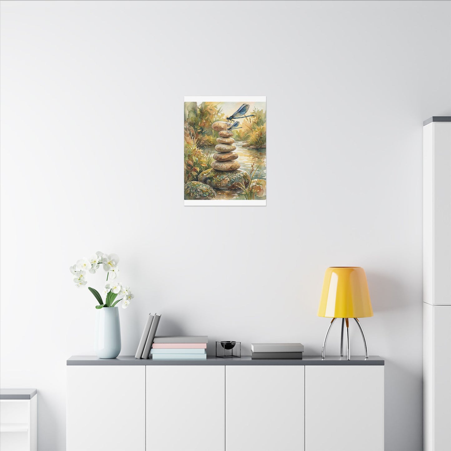 River Stones Summer Canvas Art | Japandi Cozy Design