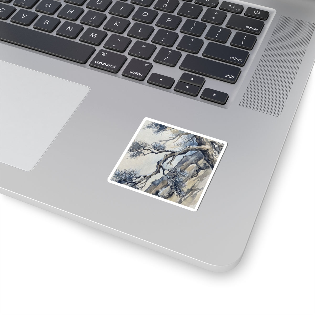 Japandi Pine Tree in Moonlight | Watercolor Sticker