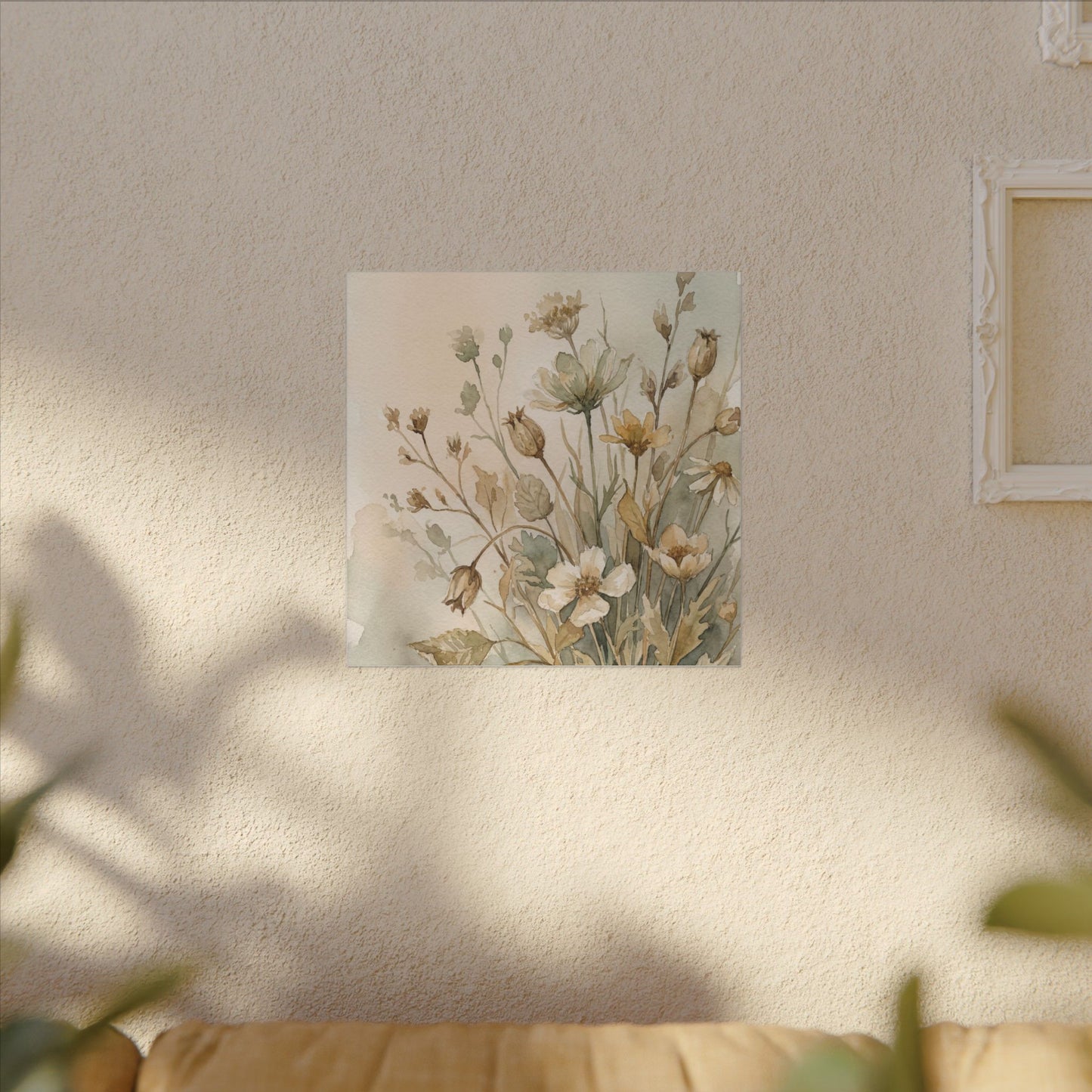 Summer Dried Flowers Watercolor Canvas Art | Elegant Decor