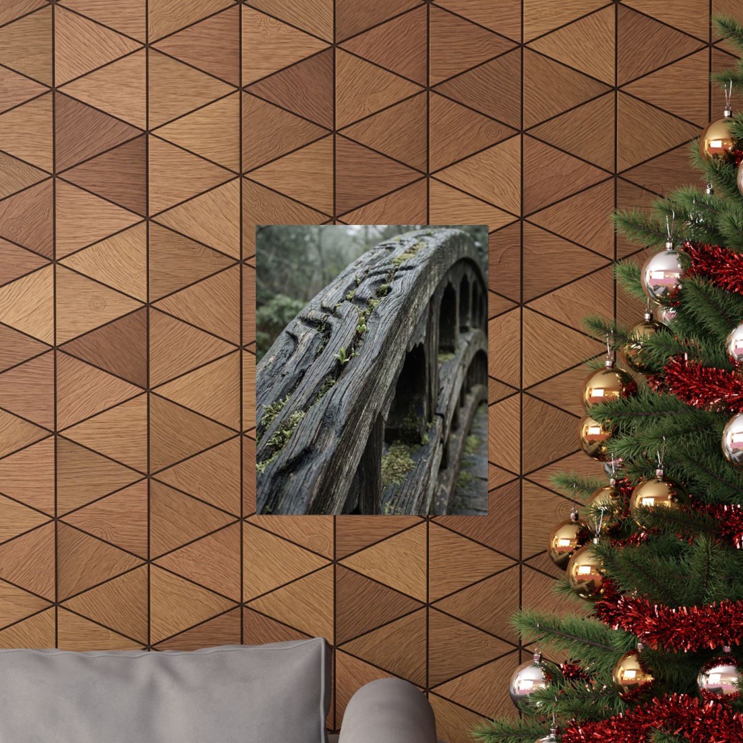 Kanso Wooden Bridge Wall Art Print - Japandi Japanese Pattern