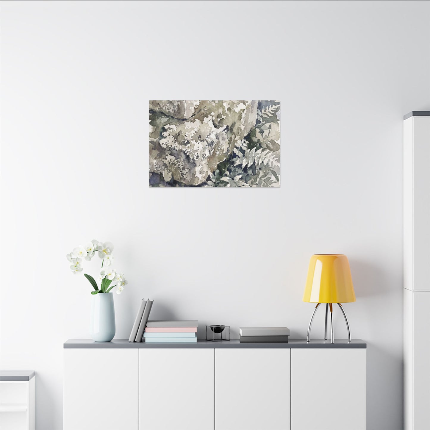Stone Lantern Watercolor Canvas Art | Elegant Japandi Art