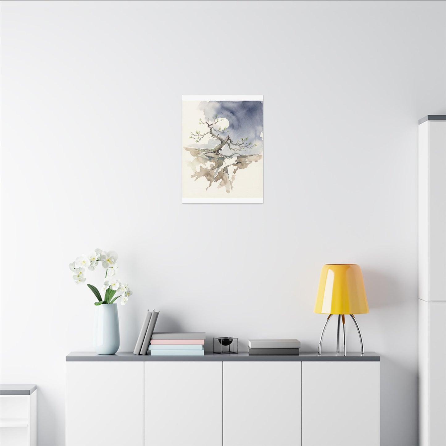 Moonlight Pine Tree Canvas Art - Japandi Ma