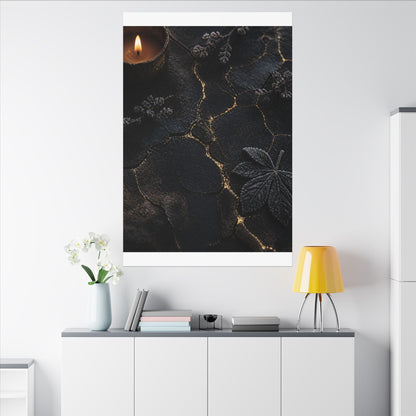 Candlelight Cracked Earth Canvas Art - Dark Japandi Ma