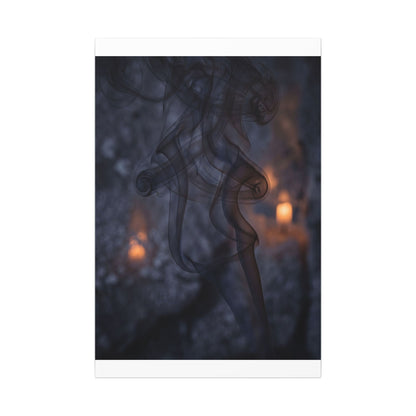 Incense Smoke Winter Canvas Art | Dark Japandi Sophisticated Design
