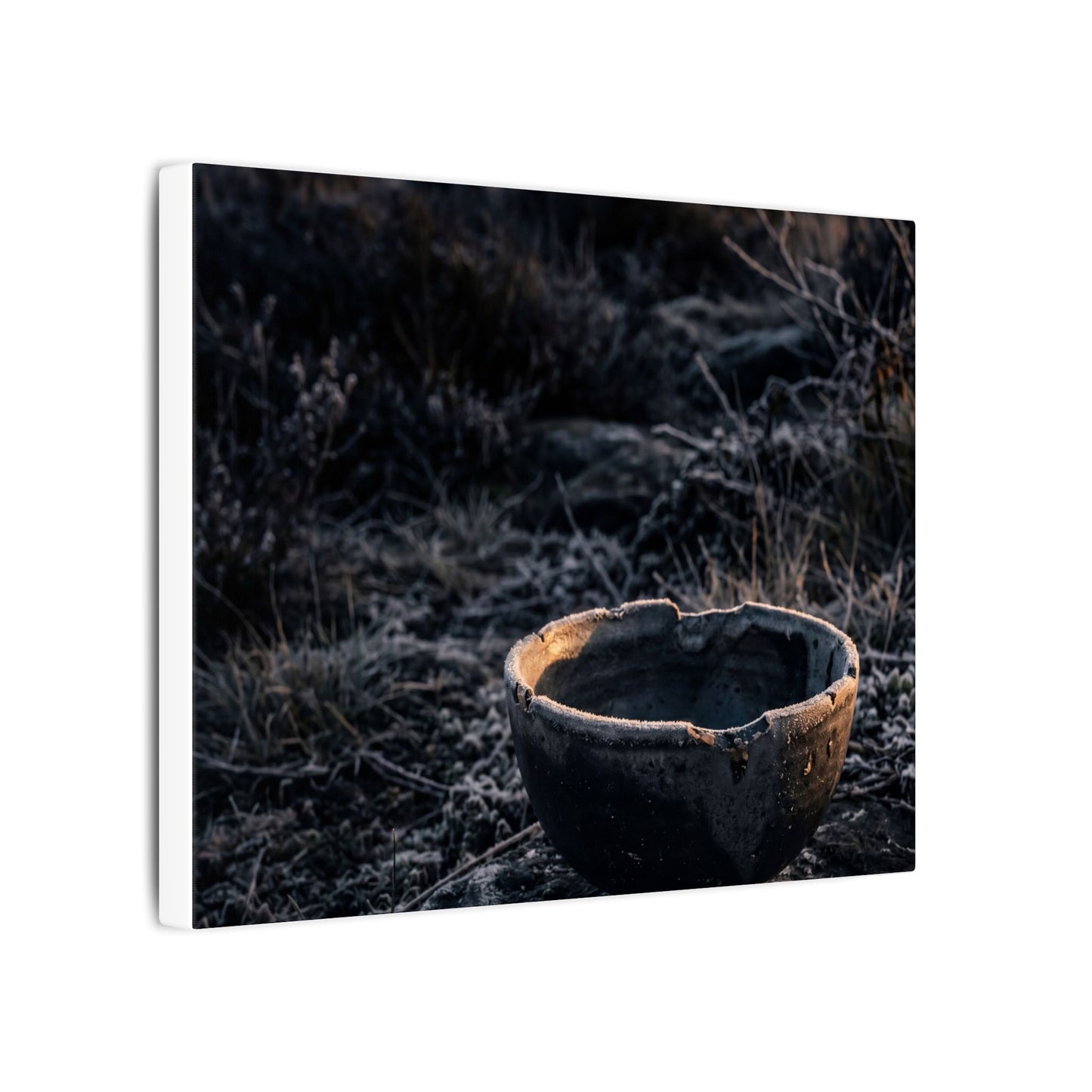 Kanso Ceramic Bowl Canvas Art - Dark Japandi Dark Texture
