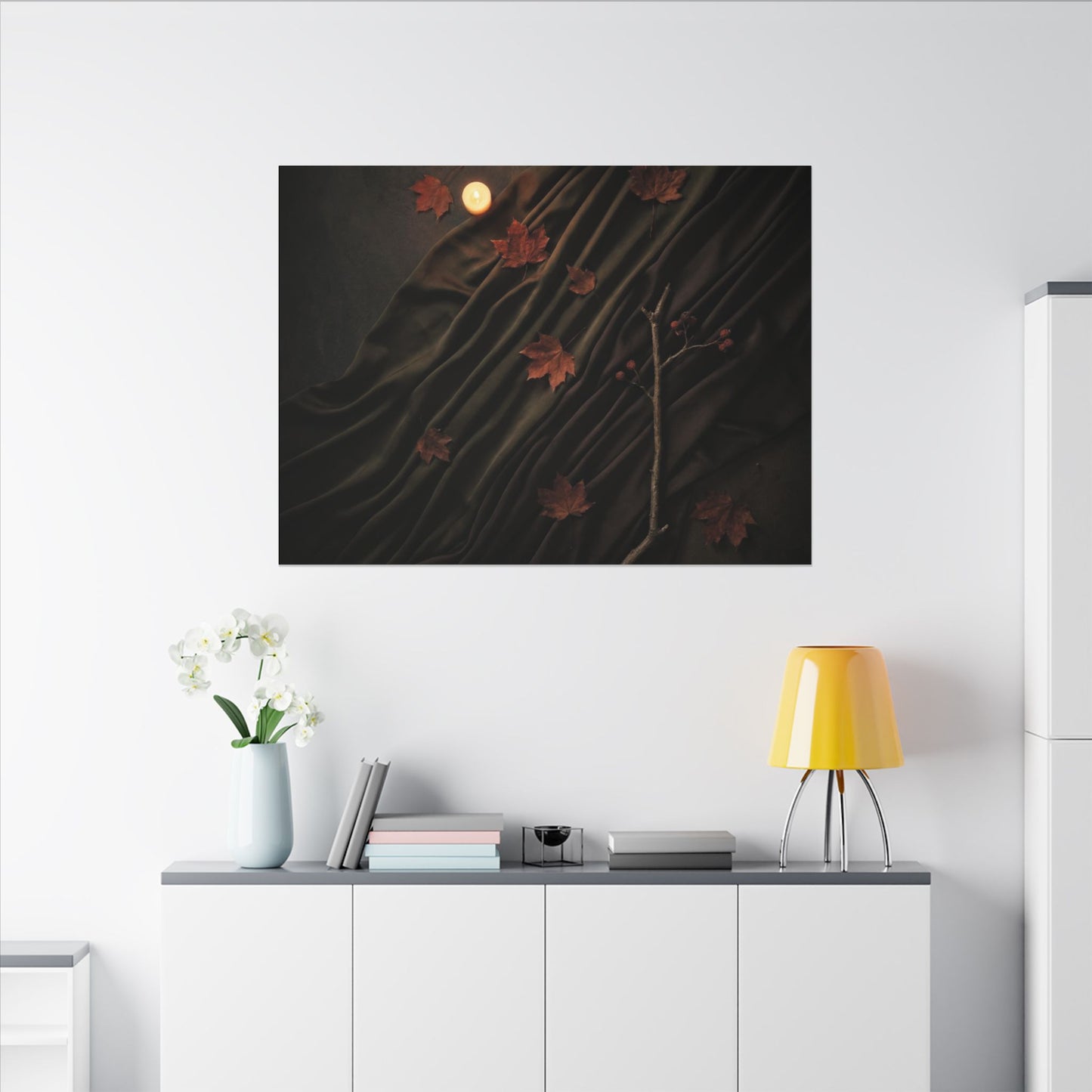 Autumn Silk Drape Moody Minimal Canvas Art | Moody Decor