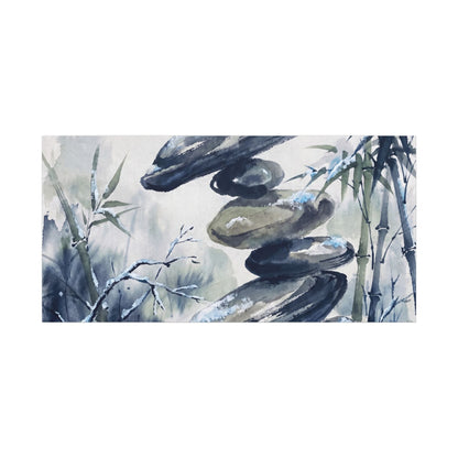 Zen River Stones in Moonlight | Sumi E Canvas Art