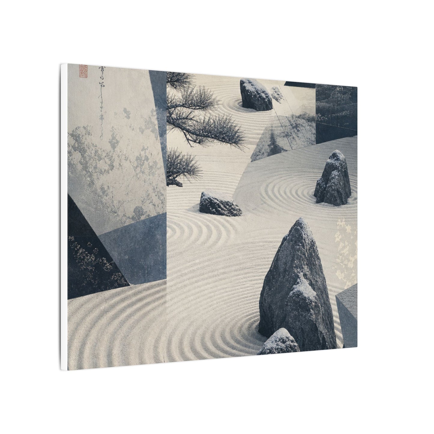 Seijaku Rock Garden Canvas Art - Zen Ukiyo E Inspired
