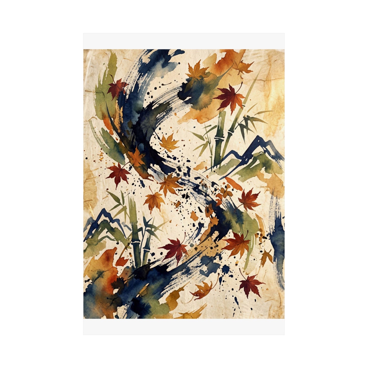 Golden Hour Ink Brushstroke Wall Art Print - Zen Shibui