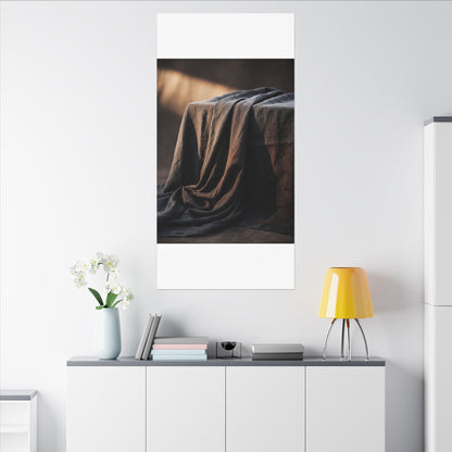 Silk Drape Canvas Art | Winter Dark Japandi Shadow Zen Art