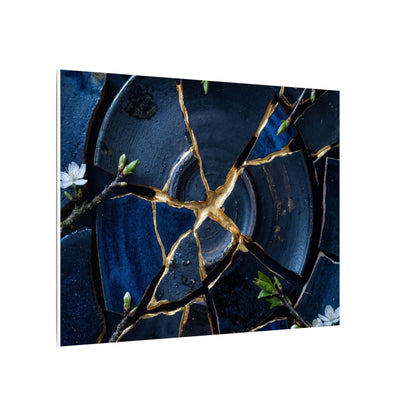 Moonlight Broken Pottery Canvas Art - Kintsugi Fukinsei