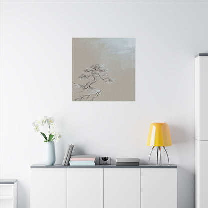 Pine Tree Minimal Line Canvas Art | Warm Japandi Art
