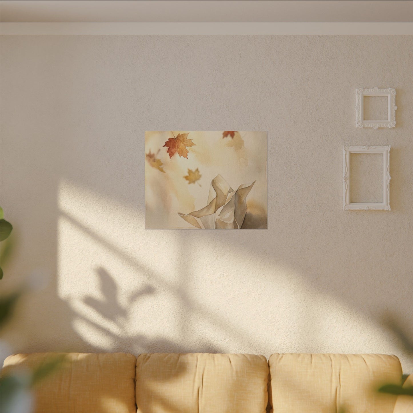 Japandi Paper Fold in Golden Hour | Watercolor Canvas Art