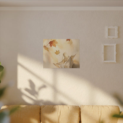 Japandi Paper Fold in Golden Hour | Watercolor Canvas Art