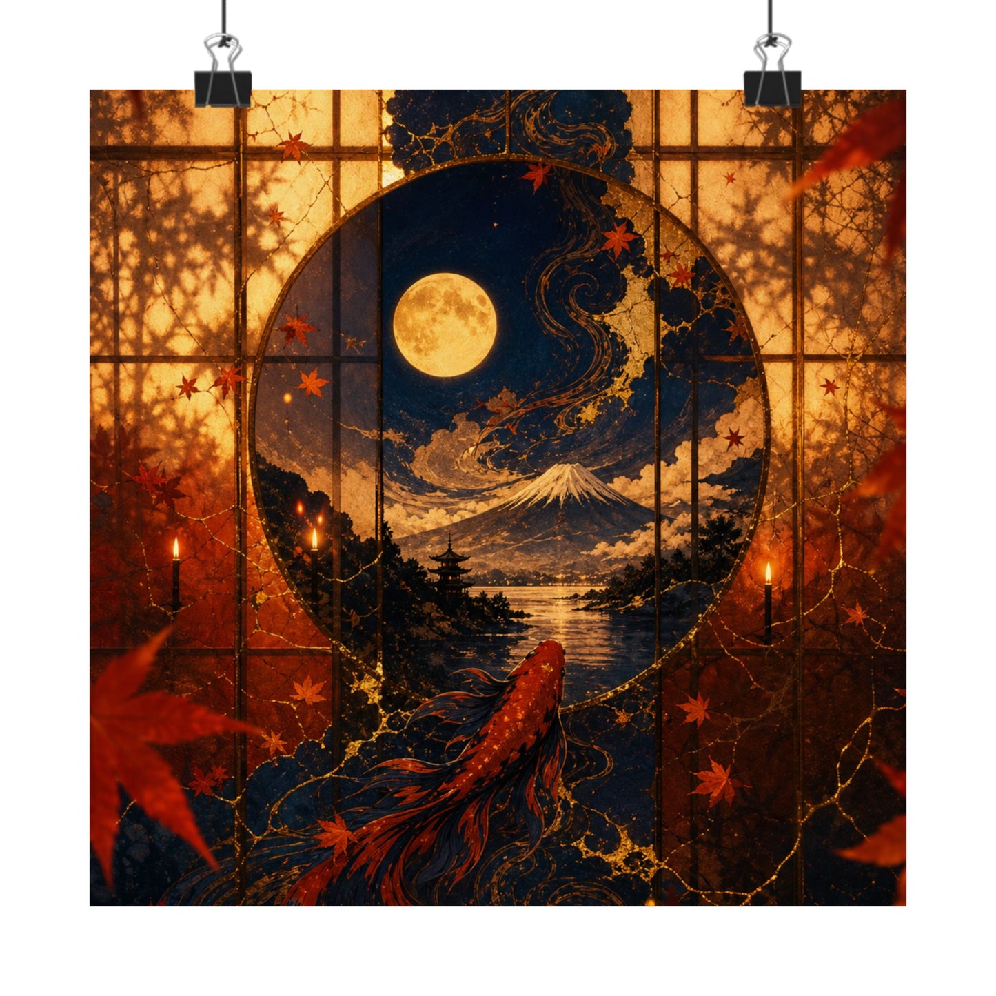 Resilient Shoji Screen Wall Art Print - Gold Vein Kintsugi