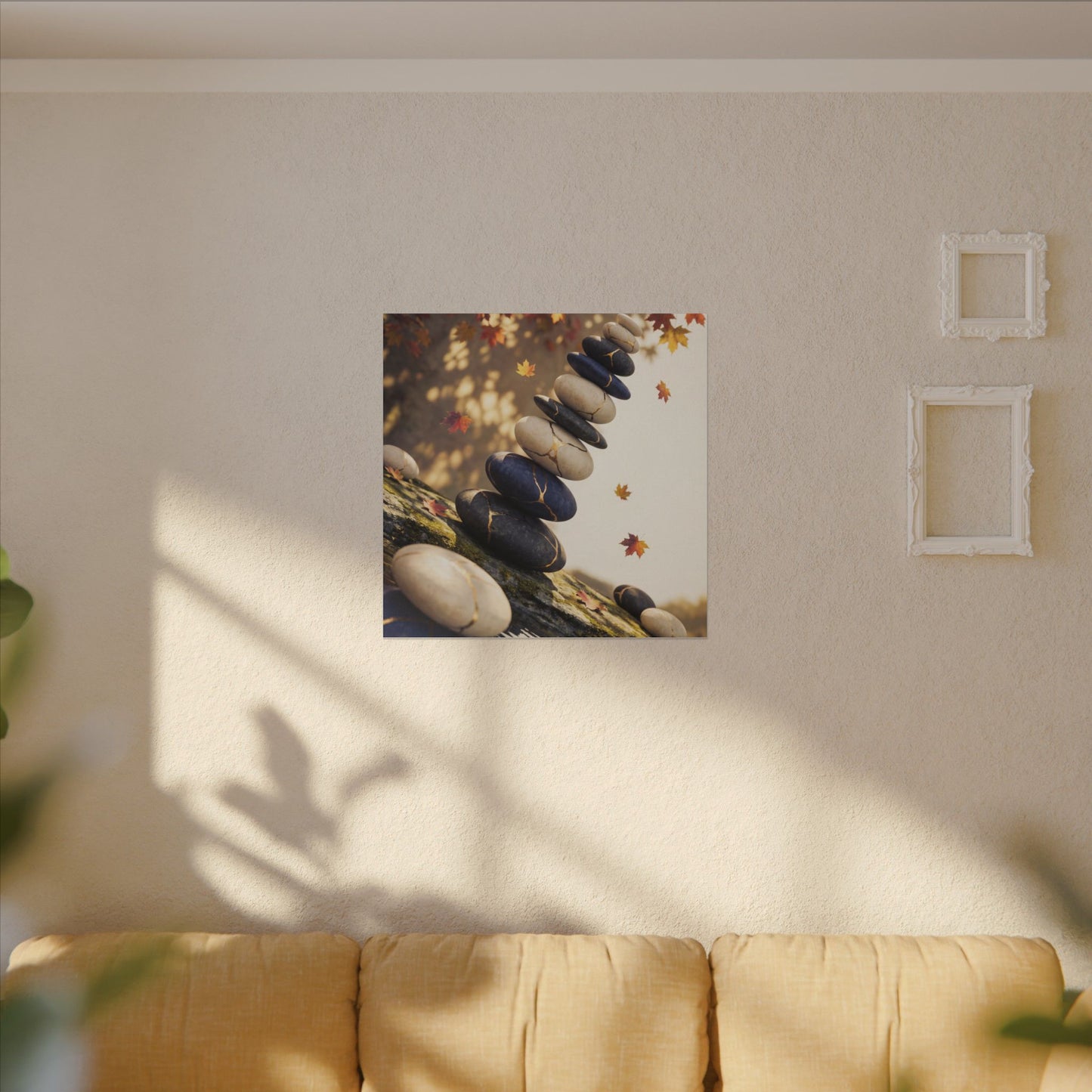 Ma River Stones Canvas Art - Kintsugi Gold Vein