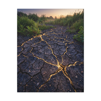 Cracked Earth Canvas Art | Summer Kintsugi Crackle Gold Art