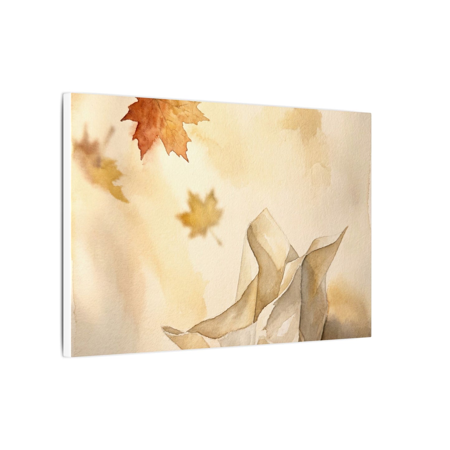 Japandi Paper Fold in Golden Hour | Watercolor Canvas Art