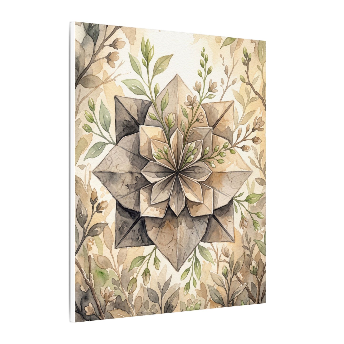 Warm Paper Fold Canvas Art - Watercolor Japandi
