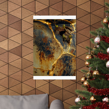 Healing Rust Patina Wall Art Print - Crackle Gold Kintsugi