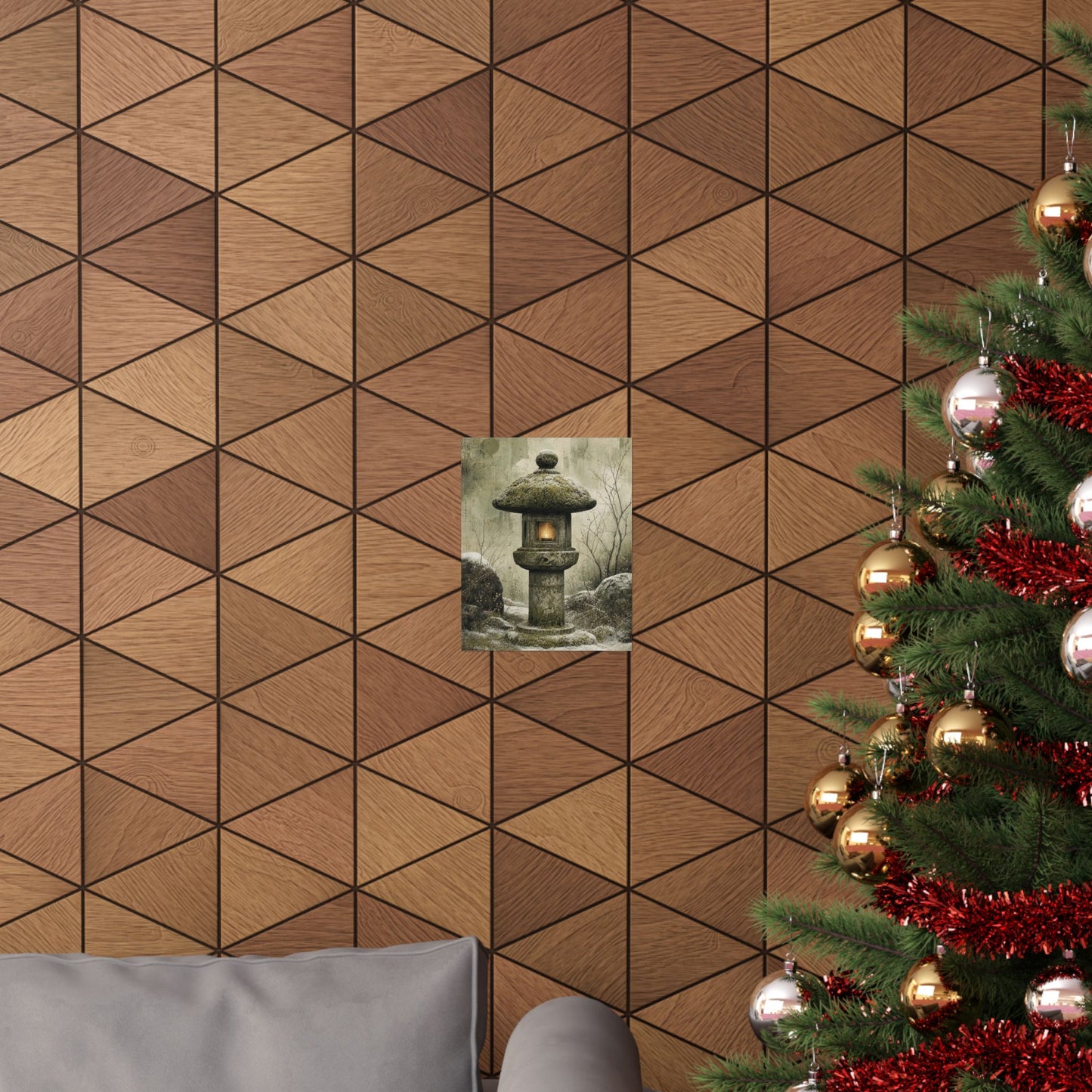 Cozy Stone Lantern Wall Art Print - Texture Japandi