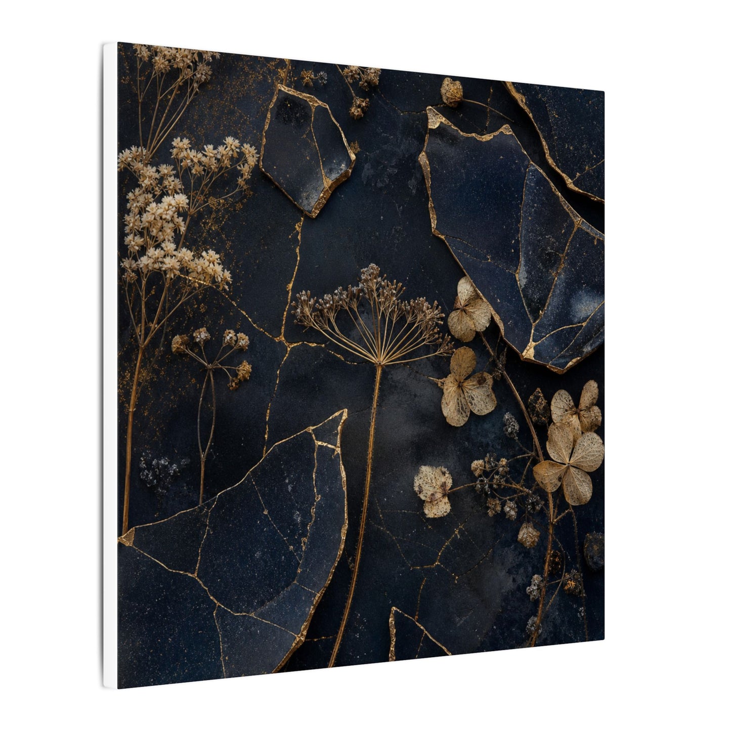Philosophical Dried Flowers Canvas Art - Broken Beauty Kintsugi