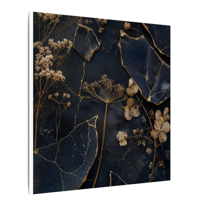 Philosophical Dried Flowers Canvas Art - Broken Beauty Kintsugi