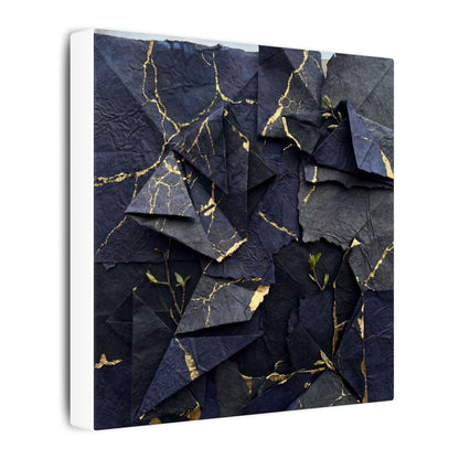 Beautiful Paper Fold Canvas Art - Crackle Gold Kintsugi