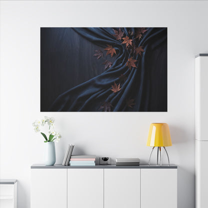 Silk Drape Autumn Canvas Art | Dark Japandi Sophisticated Design