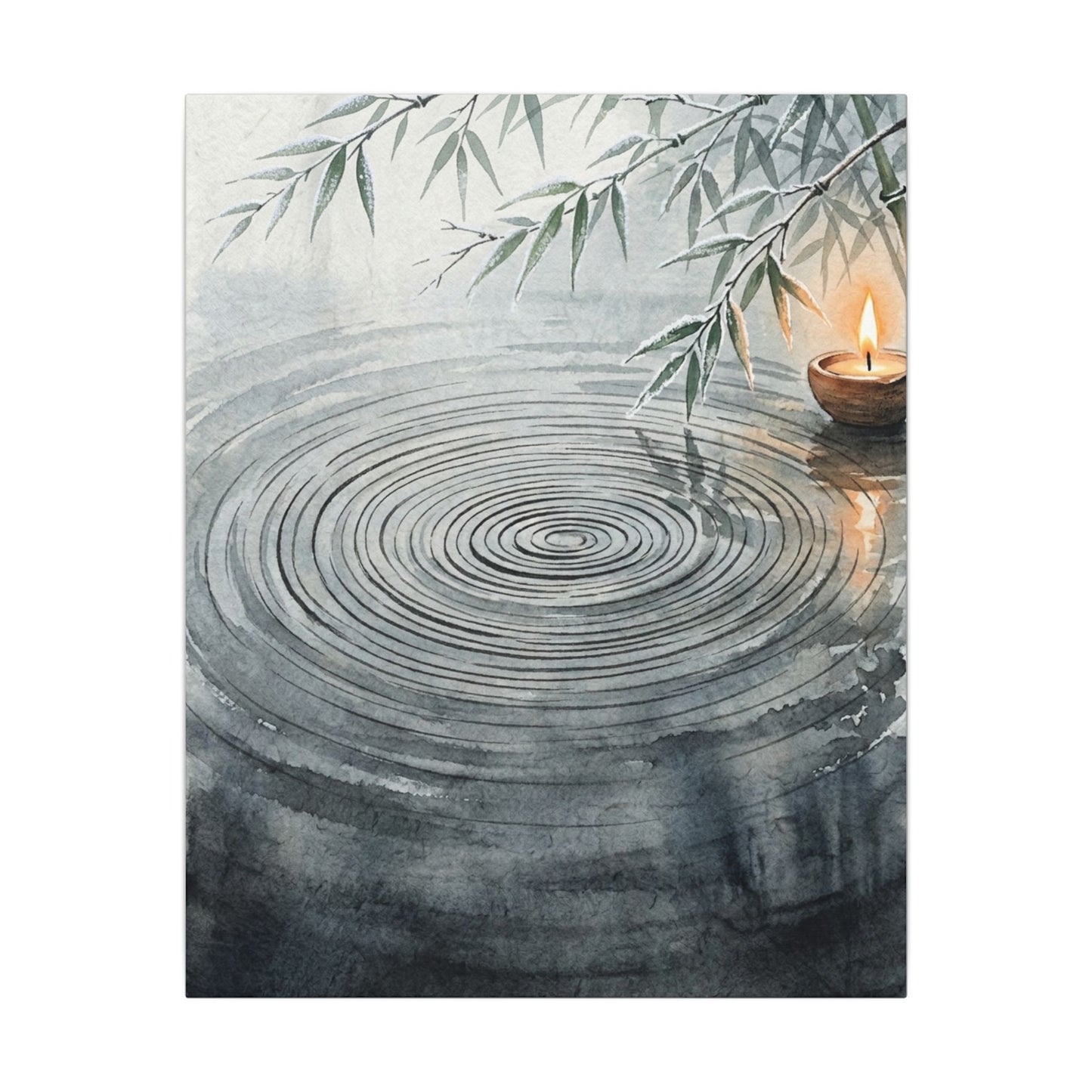 Water Ripple Sumi E Canvas Art | Calm Zen Art