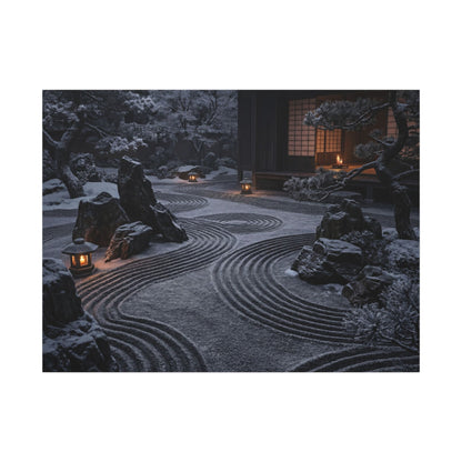 Candlelight Rock Garden Canvas Art - Dark Japandi Fukinsei Art Print