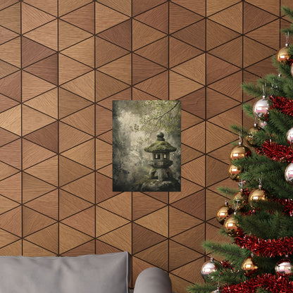 Stone Lantern Texture Wall Art Print | Neutral Japandi Art