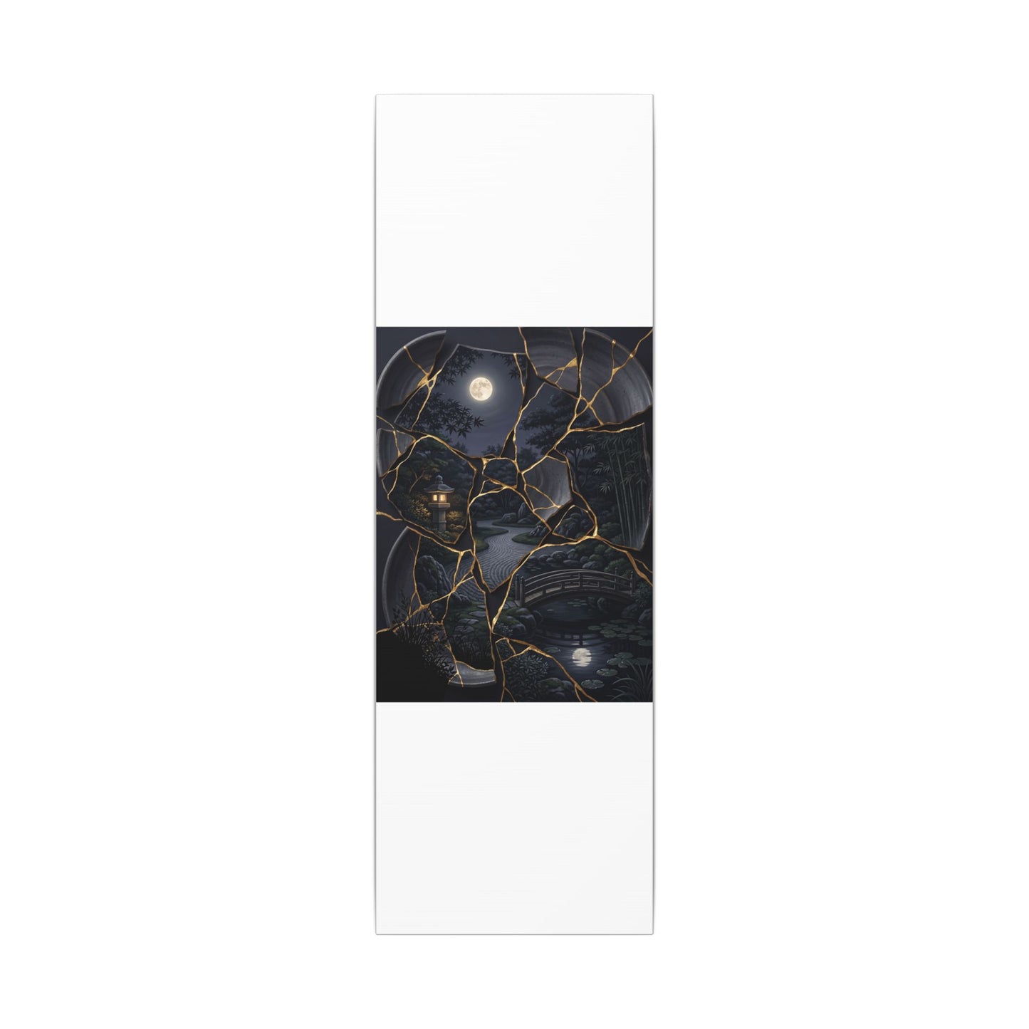 Kintsugi Moonlit Garden in Golden Hour | Gold Repair Canvas Art