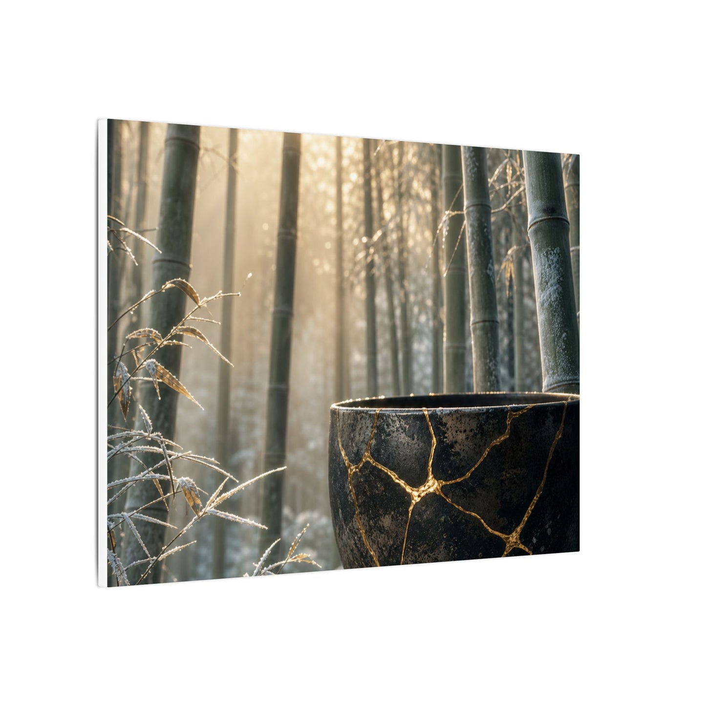 Fukinsei Bamboo Grove Canvas Art - Kintsugi Gold Repair