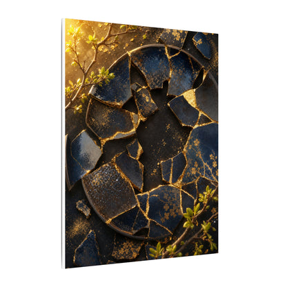 Golden Hour Broken Pottery Canvas Art - Kintsugi Ma
