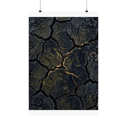 Cracked Earth Winter Wall Art Print | Dark Japandi Moody Design Art Print