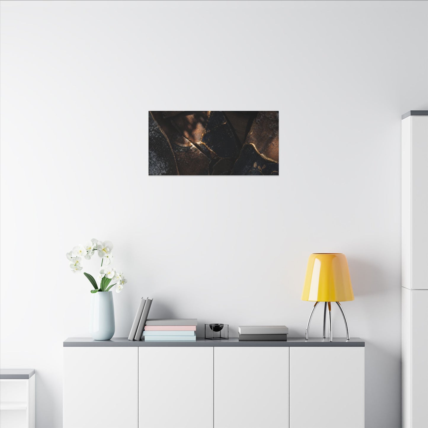 Fukinsei Broken Pottery Canvas Art - Dark Japandi Dark Texture