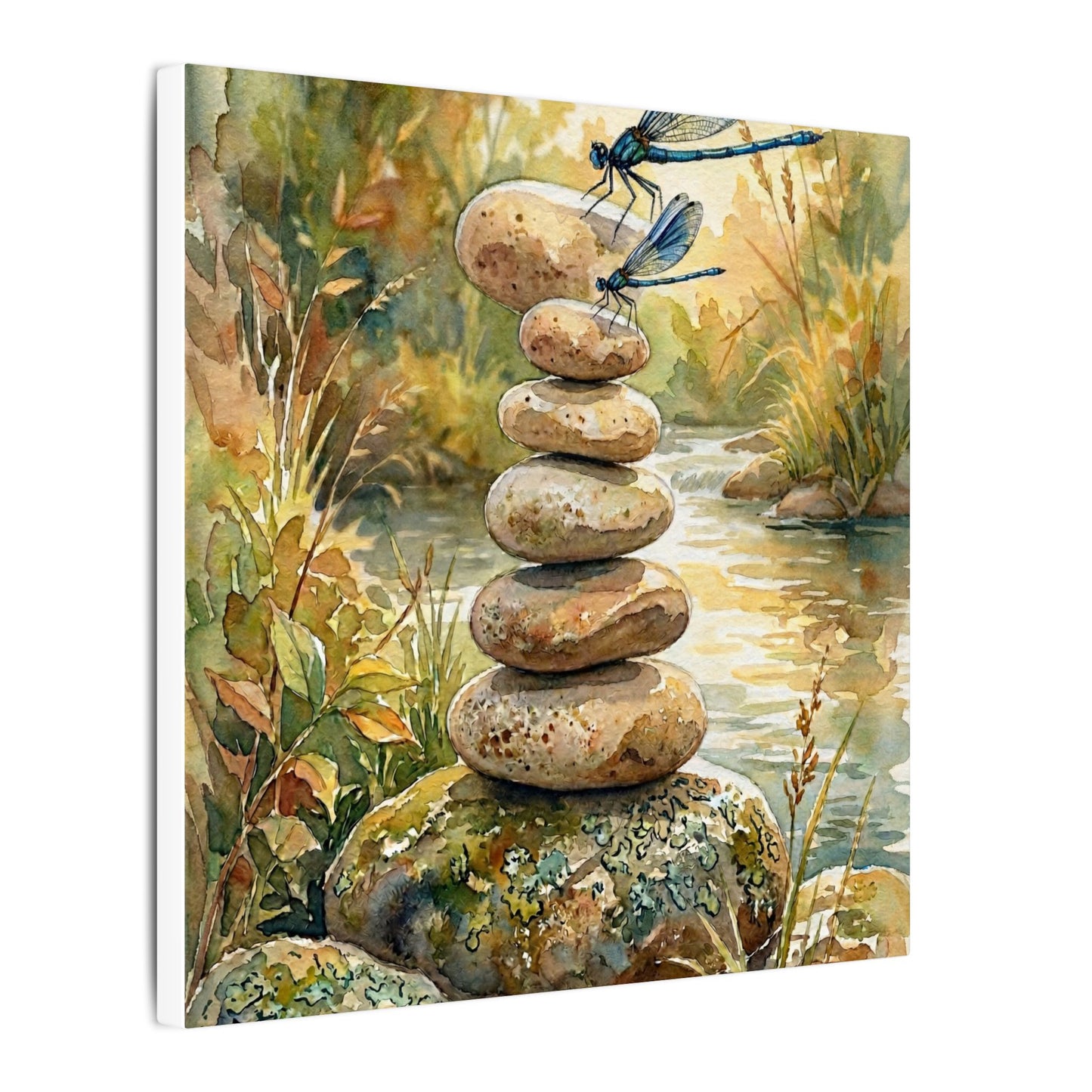River Stones Summer Canvas Art | Japandi Cozy Design