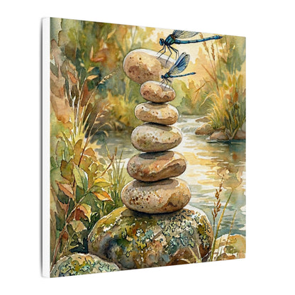 River Stones Summer Canvas Art | Japandi Cozy Design